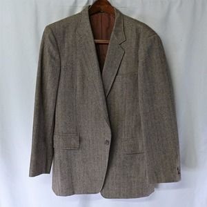 Deadstock 50s 42S Brown Herringbone‎ Bespoke Tweed Hamilton Blazer Sport Coat